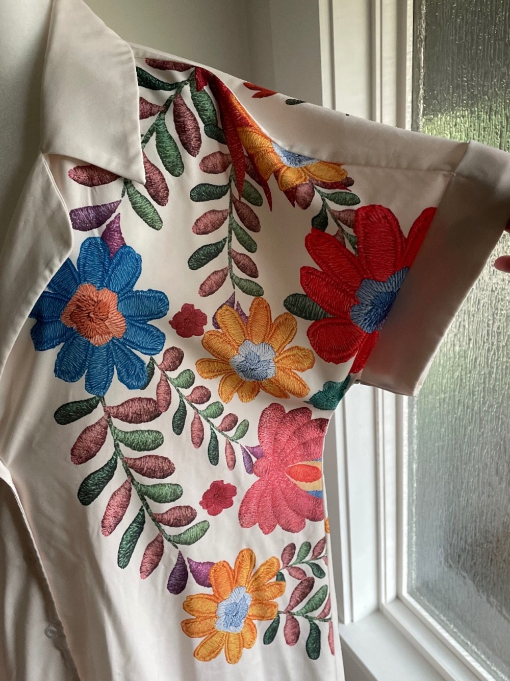 Shein Curve + Boho Casual White Floral Print Maxi Shirt Dress Robe Cover-up XL - Picture 8 of 12